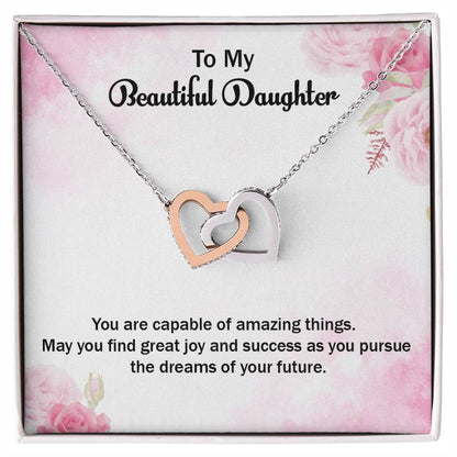 Daughter Grduation Two Hearts Interlocking Hearts Necklace