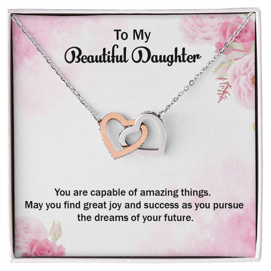 Daughter Grduation Two Hearts Interlocking Hearts Necklace