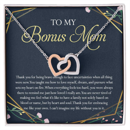 Gift For Bonus Mom Interlocking Hearts Necklace
