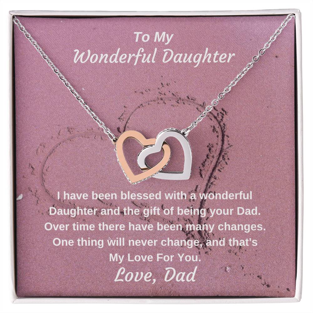 To My Wonderful Daughter Gift Of Being Your Dad Personalized Necklace Gift Interlocking Hearts Necklace