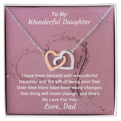 To My Wonderful Daughter Gift Of Being Your Dad Personalized Necklace Gift Interlocking Hearts Necklace