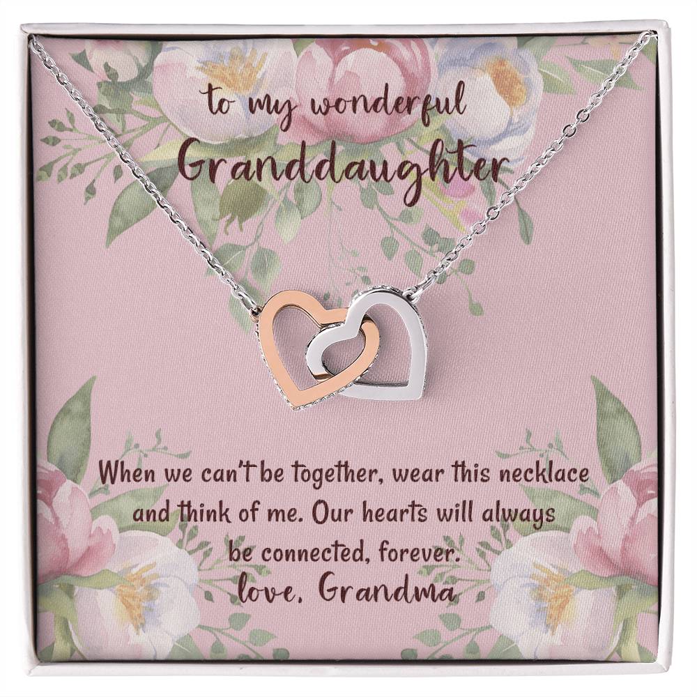 To My Wonderful Granddaughter Our Hearts Will Always Be Connected Love Grandma Interlocking Hearts Necklace