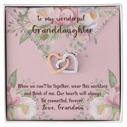 To My Wonderful Granddaughter Our Hearts Will Always Be Connected Love Grandma Interlocking Hearts Necklace