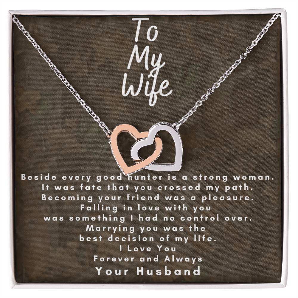 Dear Wife - Make Her Day - Dual Hearts Necklace Interlocking Hearts Necklace