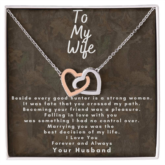 Dear Wife - Make Her Day - Dual Hearts Necklace Interlocking Hearts Necklace
