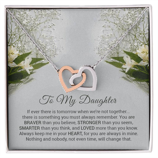 You Are Braver Than You Believe Interlocking Hearts Necklace