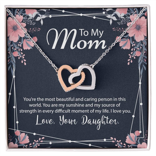 Beautiful Gift For Mom From Daughter Interlocking Hearts Necklace