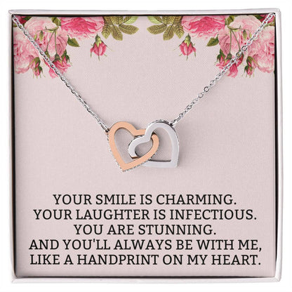 You Will Always Be With Me Interlocking Hearts Necklace