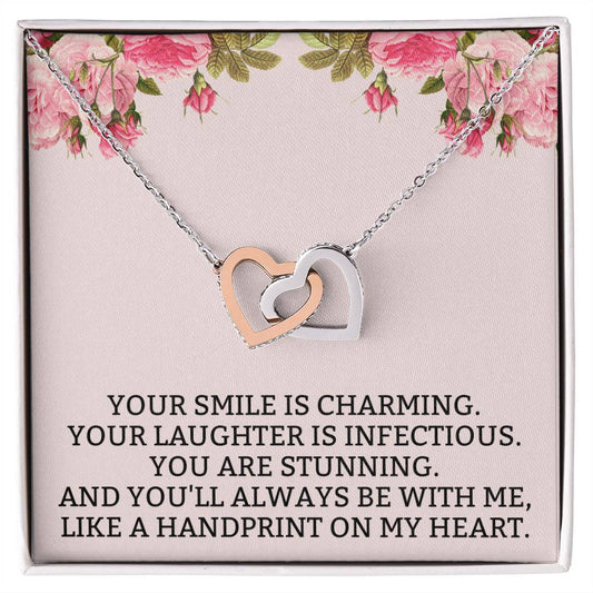 You Will Always Be With Me Interlocking Hearts Necklace