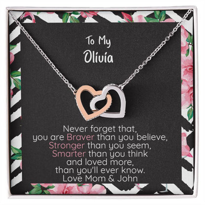 Daughter Conneced Hearts Braver Interlocking Hearts Necklace