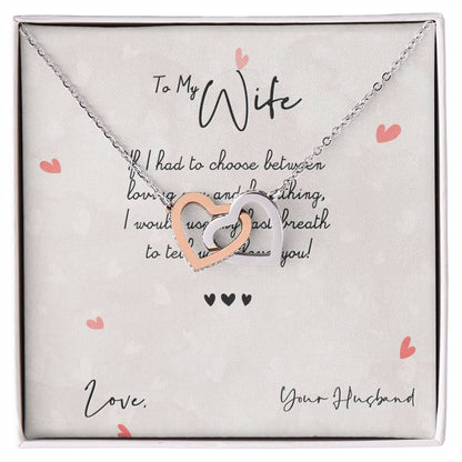 To My Wife Necklace From Husband Interlocking Hearts Necklace