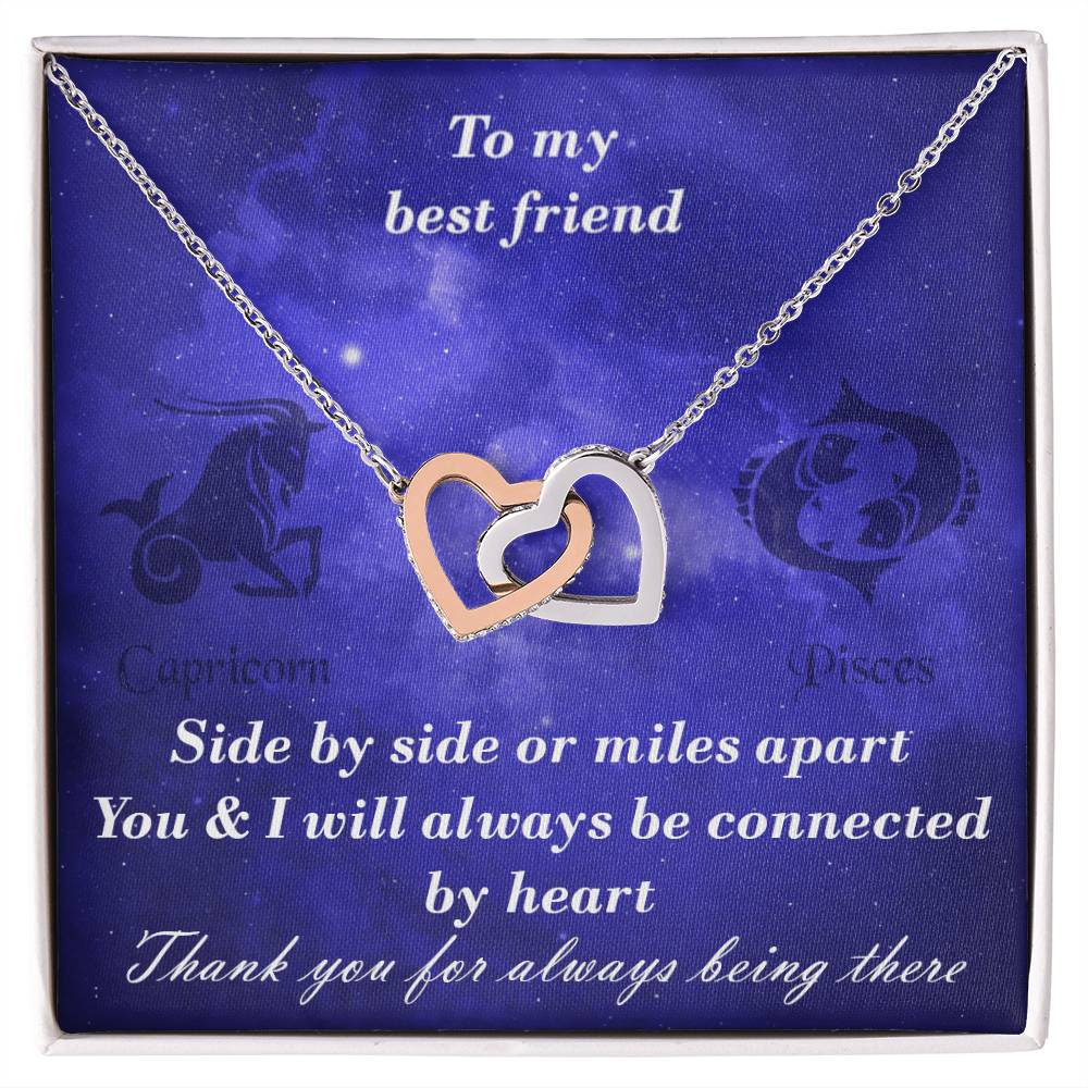 Capricorn To Pisces Best Friend Interlocked Hearts Necklace Interlocking Hearts Necklace