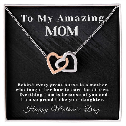 Amazing Mom - Interlocking Hearts - Mother'S Day - Nurse Interlocking Hearts Necklace