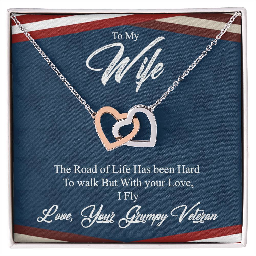 To My Wife-With Your Life I Fly-Interlocking Necklace Interlocking Hearts Necklace
