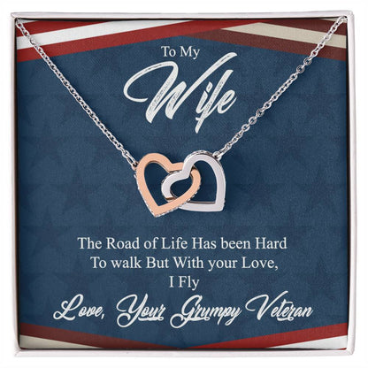 To My Wife-With Your Life I Fly-Interlocking Necklace Interlocking Hearts Necklace