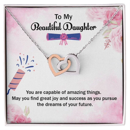 Daughter'S Graduation Gift Necklace Graduation Jewelry For Daughter From Parents Interlocking Hearts Necklace