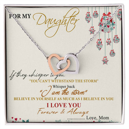 For My Daughter Interlocking Hearts Necklace Message Card