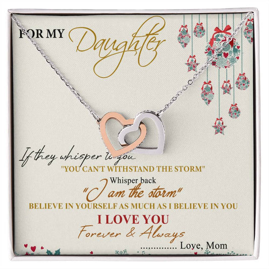 For My Daughter Interlocking Hearts Necklace Message Card