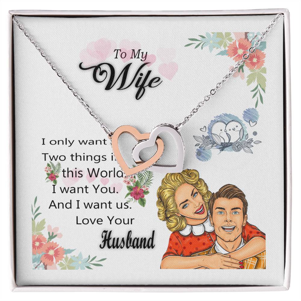 To My Wife Necklace Interlocking Hearts Necklace