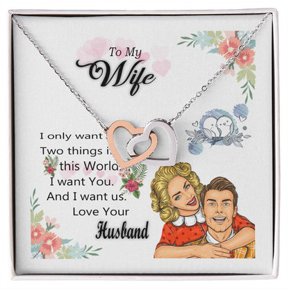 To My Wife Necklace Interlocking Hearts Necklace