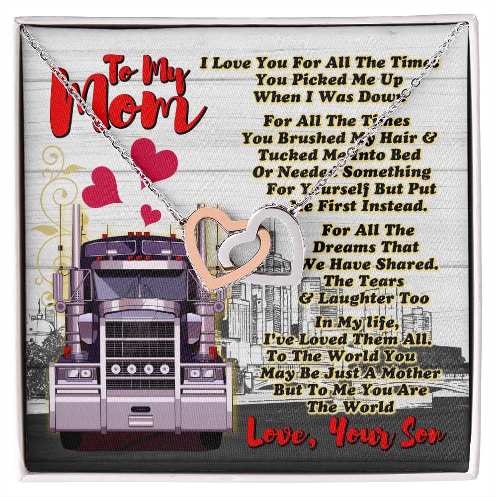 Trucker'S Mom- Interlocking Heart Necklace Interlocking Hearts Necklace