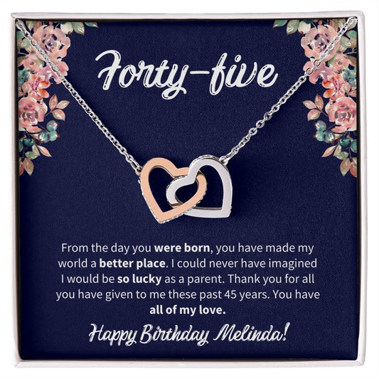 Forty-Five Birthday All Of My Love Interlocked Hearts Necklace Interlocking Hearts Necklace