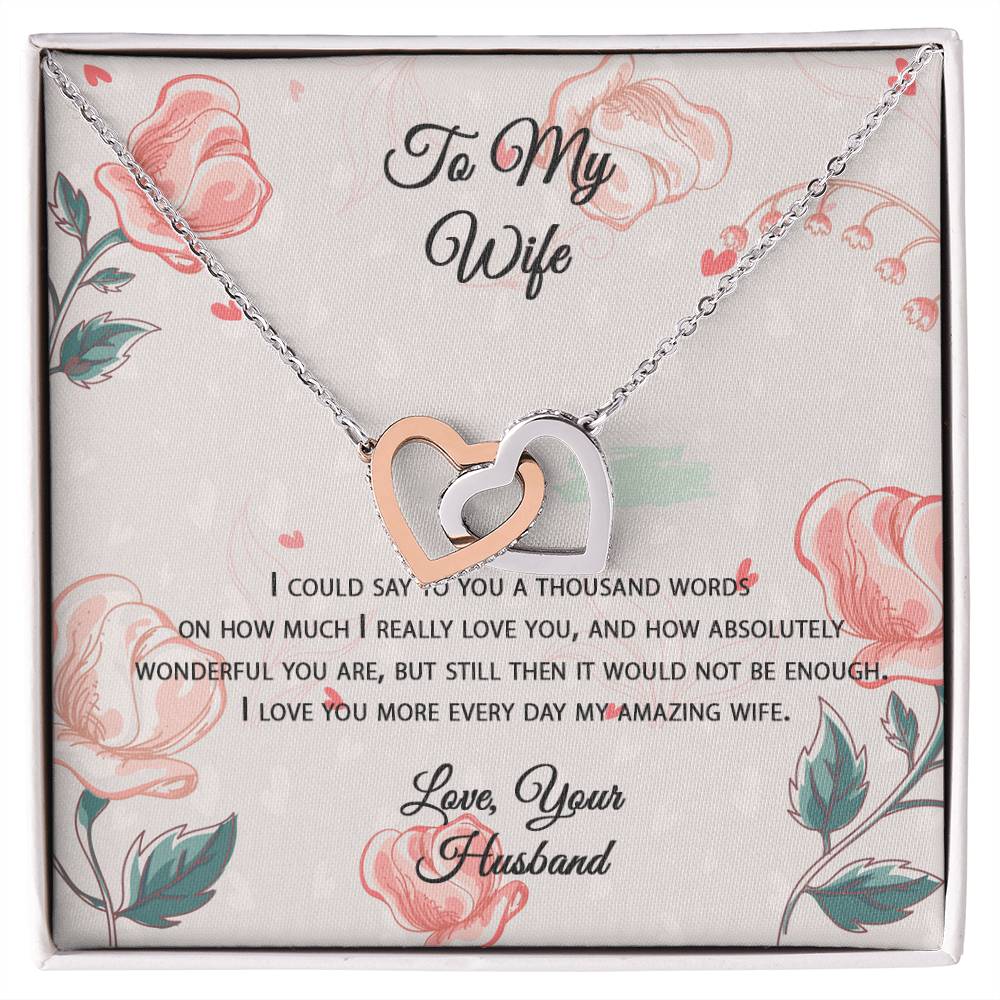 To My Wife Interlocking Hearts Necklace