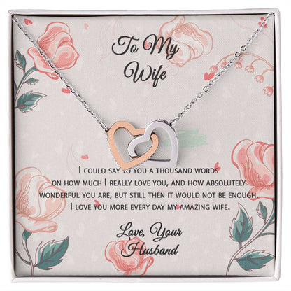 To My Wife Interlocking Hearts Necklace