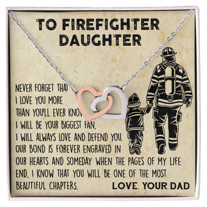 Firefighter Daughter Gift To Firefighter Daughter Gift From Dad Firefighter Daughter Necklace Interlocking Hearts Necklace
