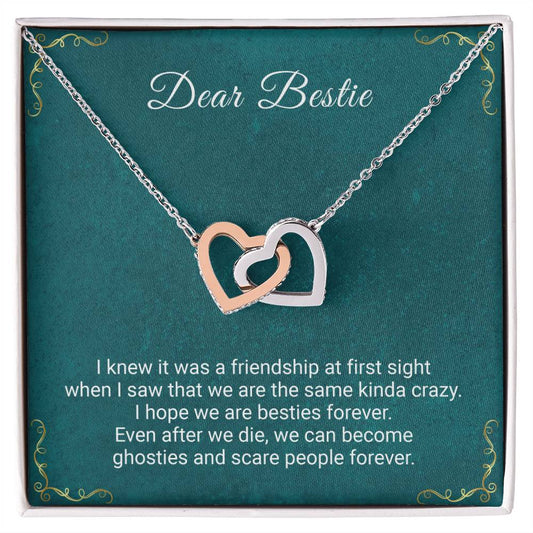 Dear Bestie - I Hope We'Re Besties Forever - Necklace Interlocking Hearts Necklace