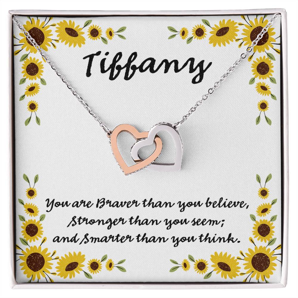 You Are Braver Than You Believe Interlocking Hearts Necklace