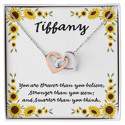 You Are Braver Than You Believe Interlocking Hearts Necklace