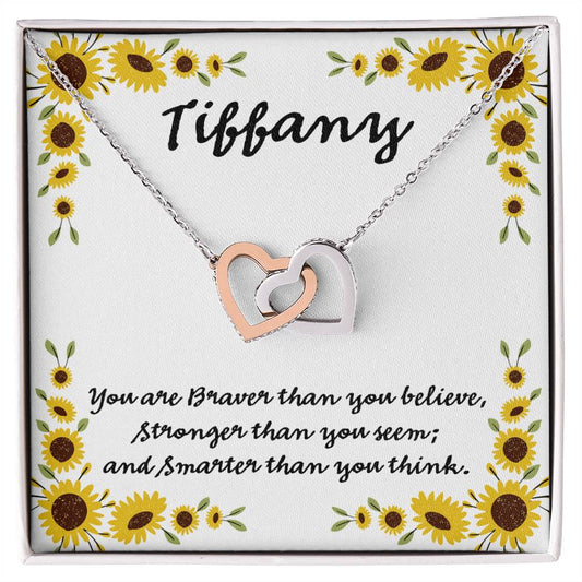 You Are Braver Than You Believe Interlocking Hearts Necklace