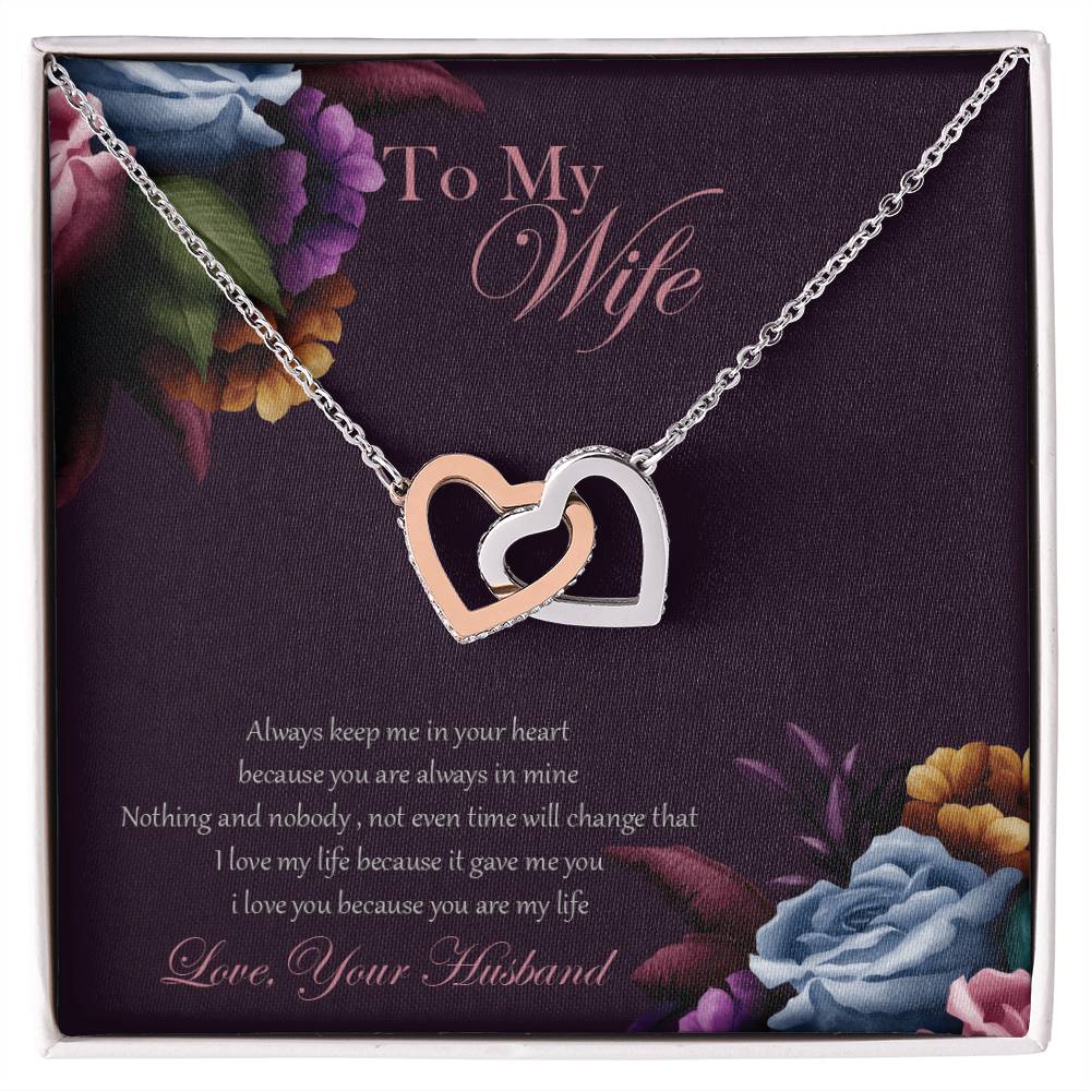 To My Wife Necklace Gift Set Interlocking Hearts Necklace