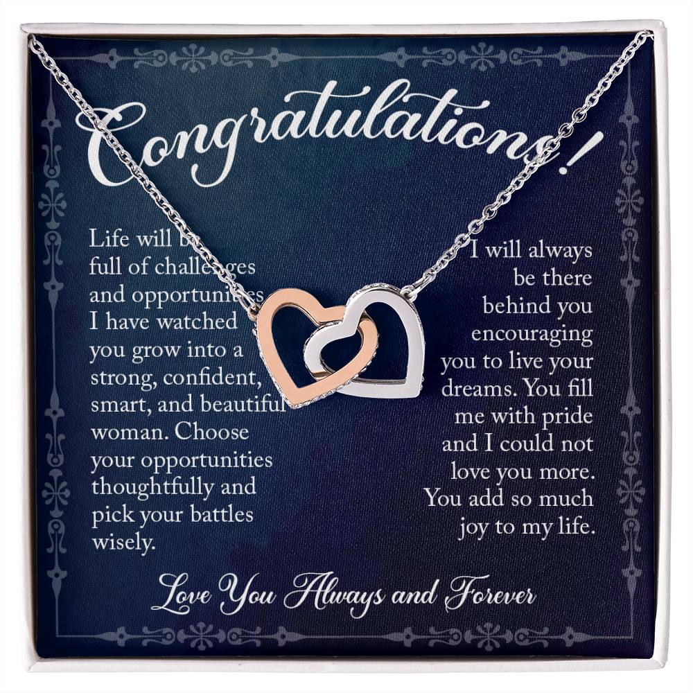 Congratulations! Gift For Graduation - Linked Hearts Necklace Interlocking Hearts Necklace
