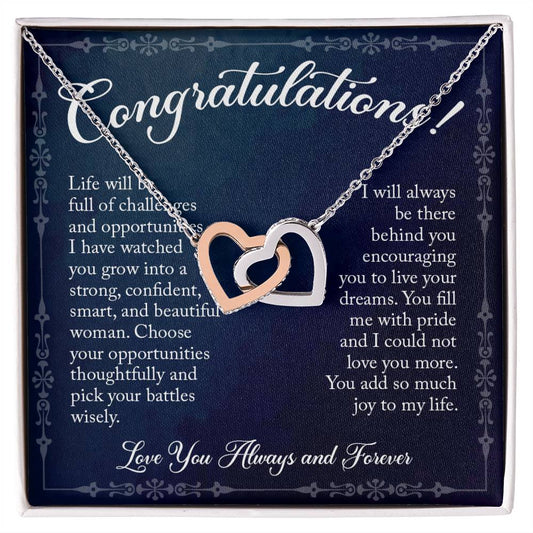 Congratulations! Gift For Graduation - Linked Hearts Necklace Interlocking Hearts Necklace