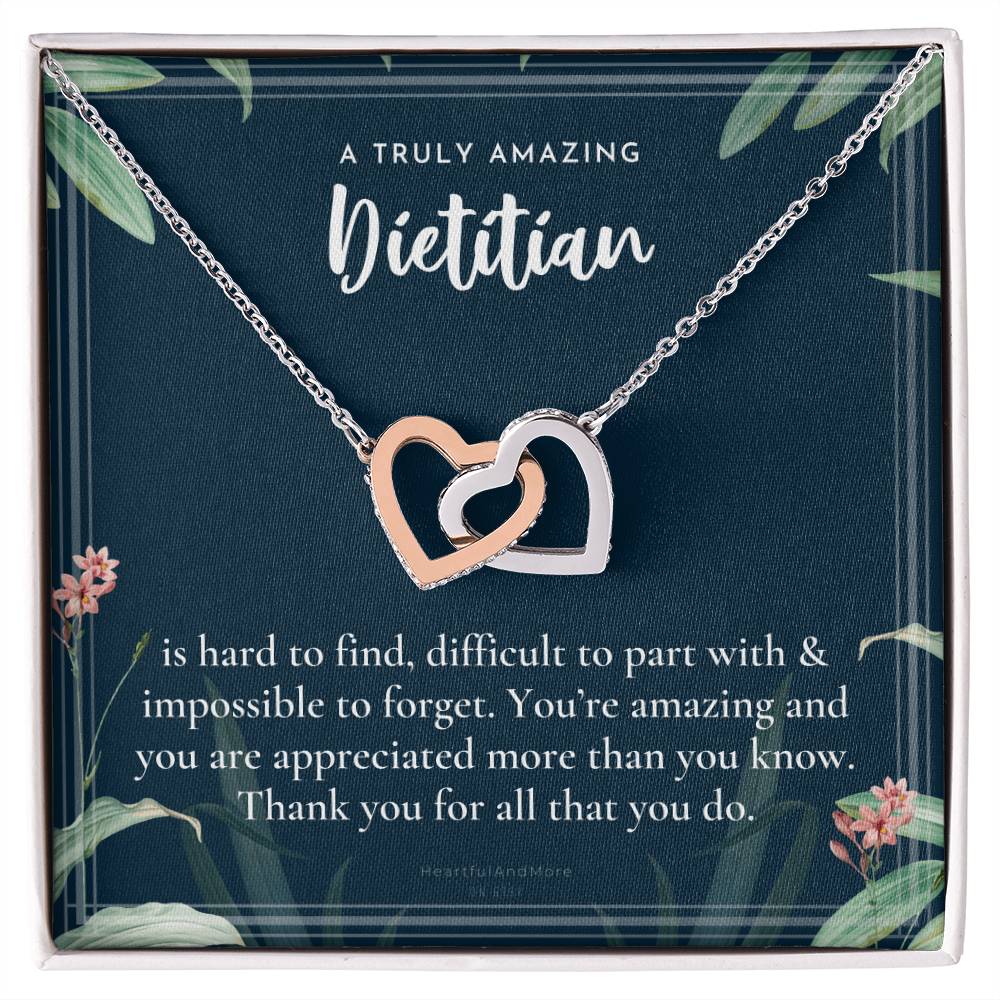 Gift For Dietitian Dietitian Appreciation Gift A Truly Amazing Dietitian Gift Interlocking Hearts Necklace