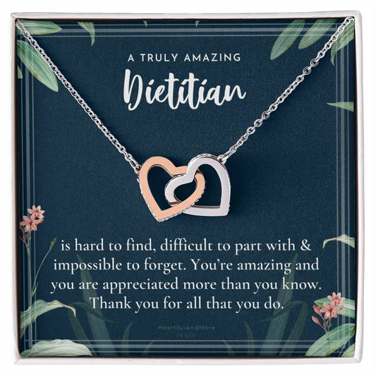 Gift For Dietitian Dietitian Appreciation Gift A Truly Amazing Dietitian Gift Interlocking Hearts Necklace