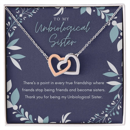 Unbiological Sister Interlocking Hearts Necklace