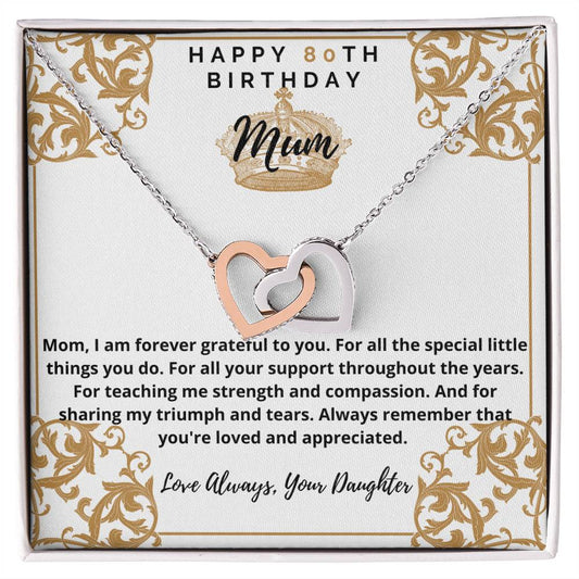 80Th Birthday Mum From Daughter Interlocking Hearts Necklace