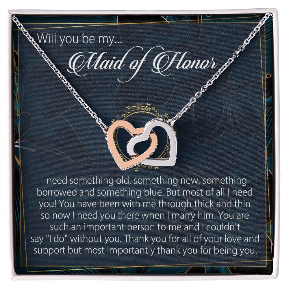 Will You Be My Maid Of Honor Necklace Giftmaid Of Honor Gift Necklacemaid Of Honor Wedding Gift Interlocking Hearts Necklace Wedding Gift