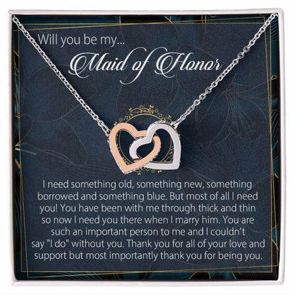 Will You Be My Maid Of Honor Necklace Giftmaid Of Honor Gift Necklacemaid Of Honor Wedding Gift Interlocking Hearts Necklace Wedding Gift