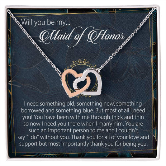 Will You Be My Maid Of Honor Necklace Giftmaid Of Honor Gift Necklacemaid Of Honor Wedding Gift Interlocking Hearts Necklace Wedding Gift
