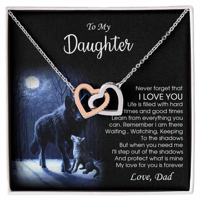 Dad To Daughter Necklace Daughter Gift Sentimental Gift For Daughter From Dad To My Daughter Jewelry Interlocking Hearts Necklace