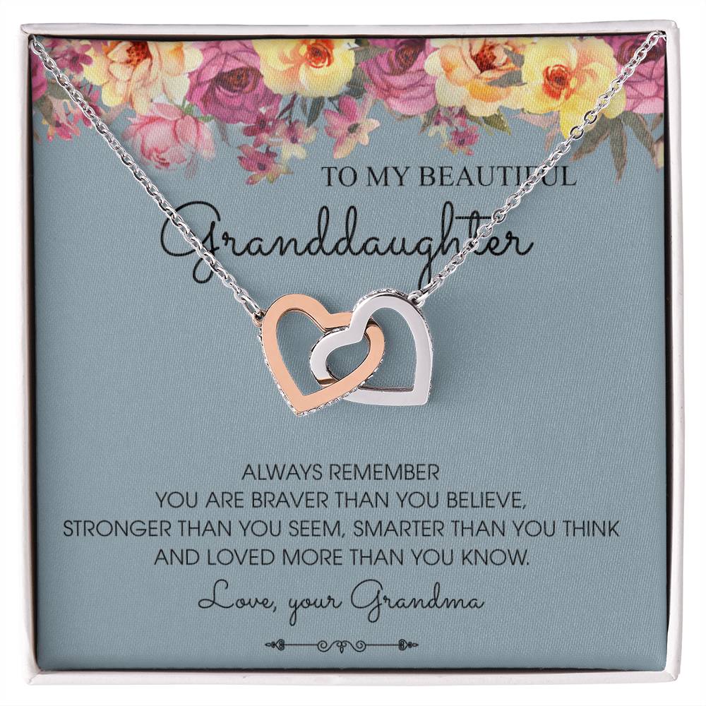 Always Remember - Best Gift For Granddaughter Interlocking Hearts Necklace