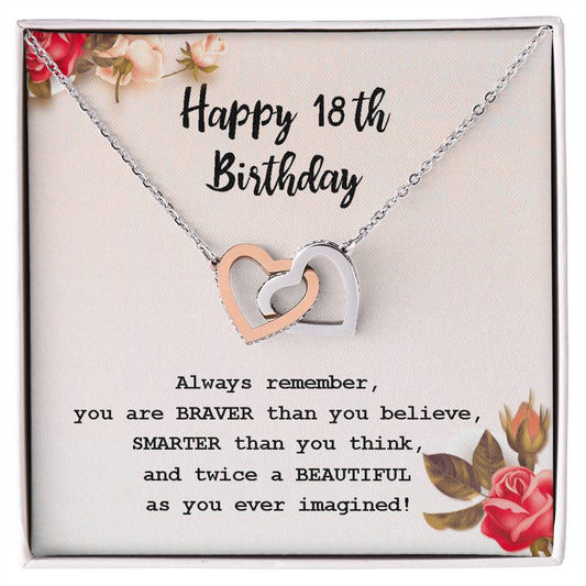 18Th Birthday Gifts For Girls 18Th Birthday Necklace 18Th Birthday Gift Girl. Gift For Sister Best Friend Daughter Niece Interlocking Hearts Necklace