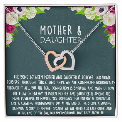 Bond Between Mother & Daughter Two Hearts Necklace Interlocking Hearts Necklace