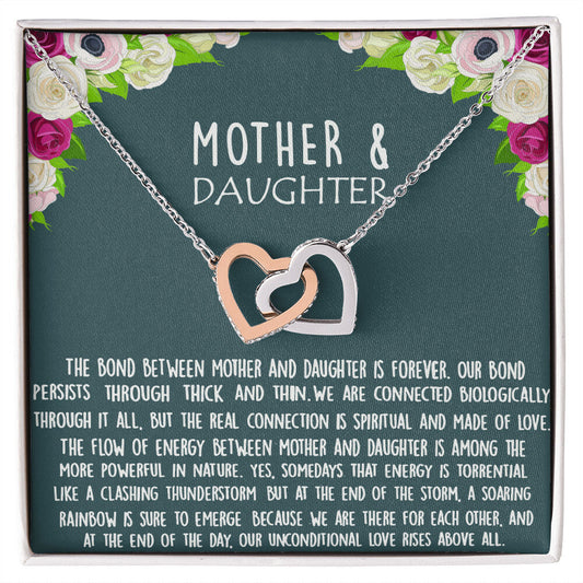 Bond Between Mother & Daughter Two Hearts Necklace Interlocking Hearts Necklace