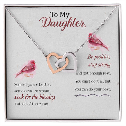 Collection Daughter -Be Positive Stay Strong - Interlocking Hearts Necklace