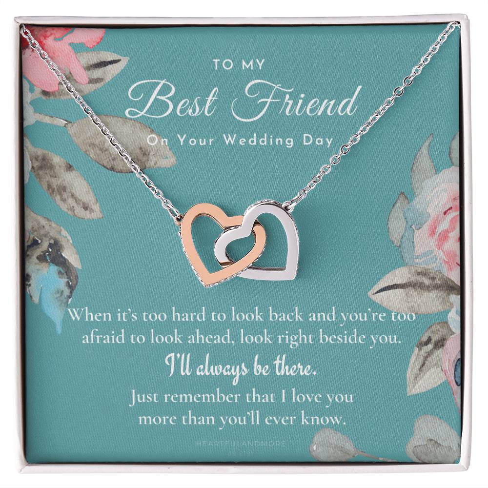 Best Friend Gift On Her Wedding Day Best Friend To Bride Necklace Best Friend Gift To Bride Bride Gift From Maid Of Honor To My Best Friend Interlocking Hearts Necklace
